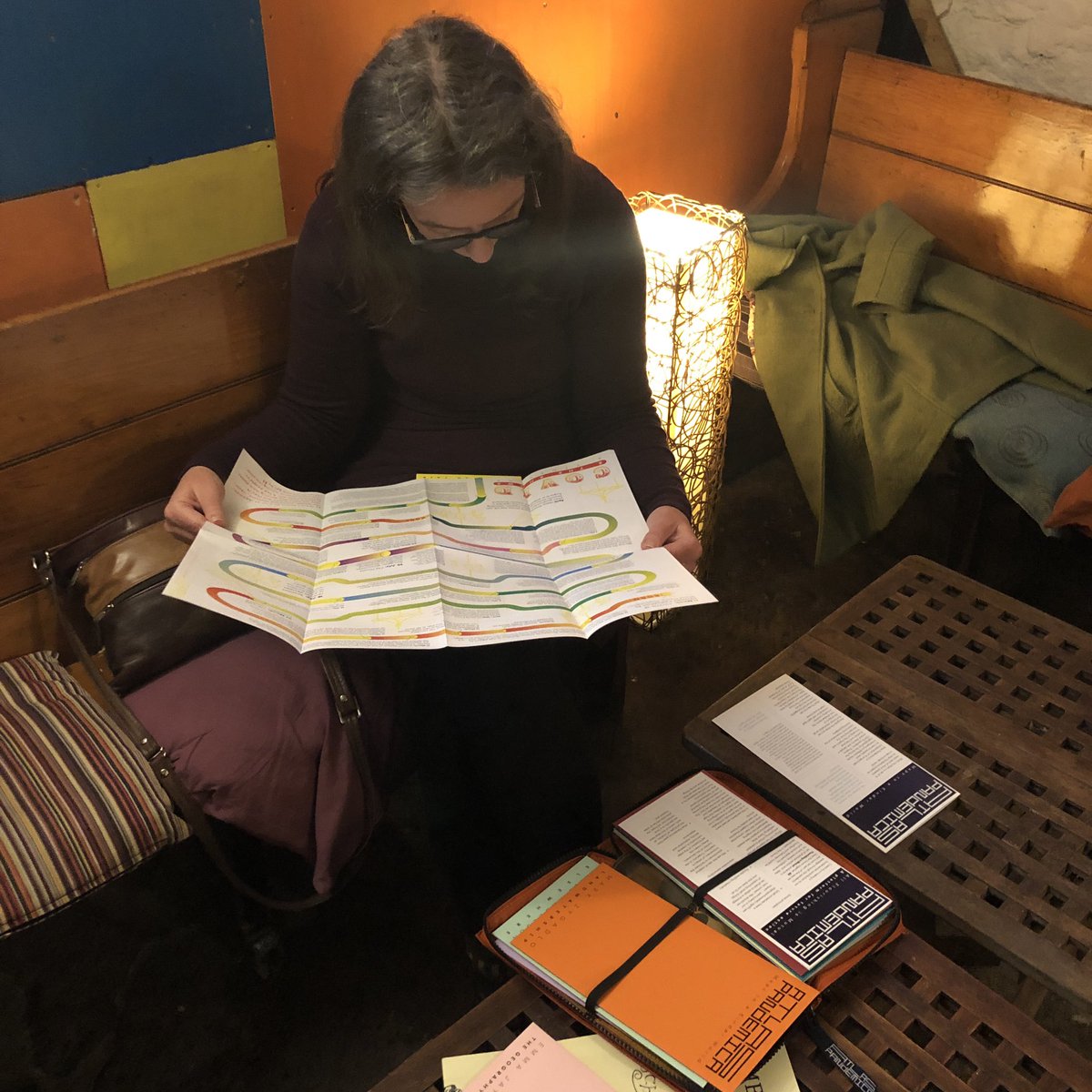 Inspirational conversations with fellow traveller and maker of #MapsToAKinderWorld - the amazing <a href="/alison_phipps/">Alison Phipps አሊሰን 🧡🕊️</a> with her copy of #AtlasPandemica