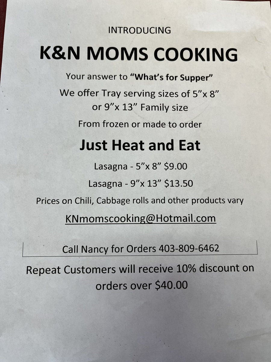 Please help spread the good word! 
My Wise Gals have started a new side hustle K &amp; N MOM’S COOKING they are accepting orders for Freezing or Made to Order Lasagna, Chilli, Cabbage Rolls and anything else you may be interested in! Please retweet! Place an order!