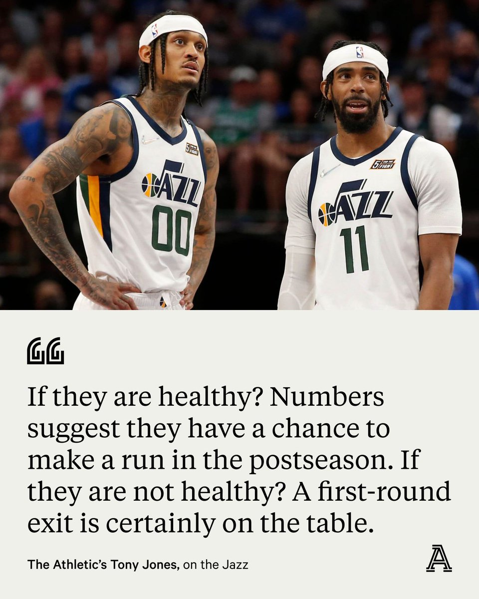TheAthleticNBA's tweet image. The Jazz are 27-11 when their starting five is available.

They are 18-19 when missing a starter.

Simply put, their playoff hopes revolve around how healthy they are going to be.

@TjonesontheNBA has more: theathletic.com/3214307/?sourc…