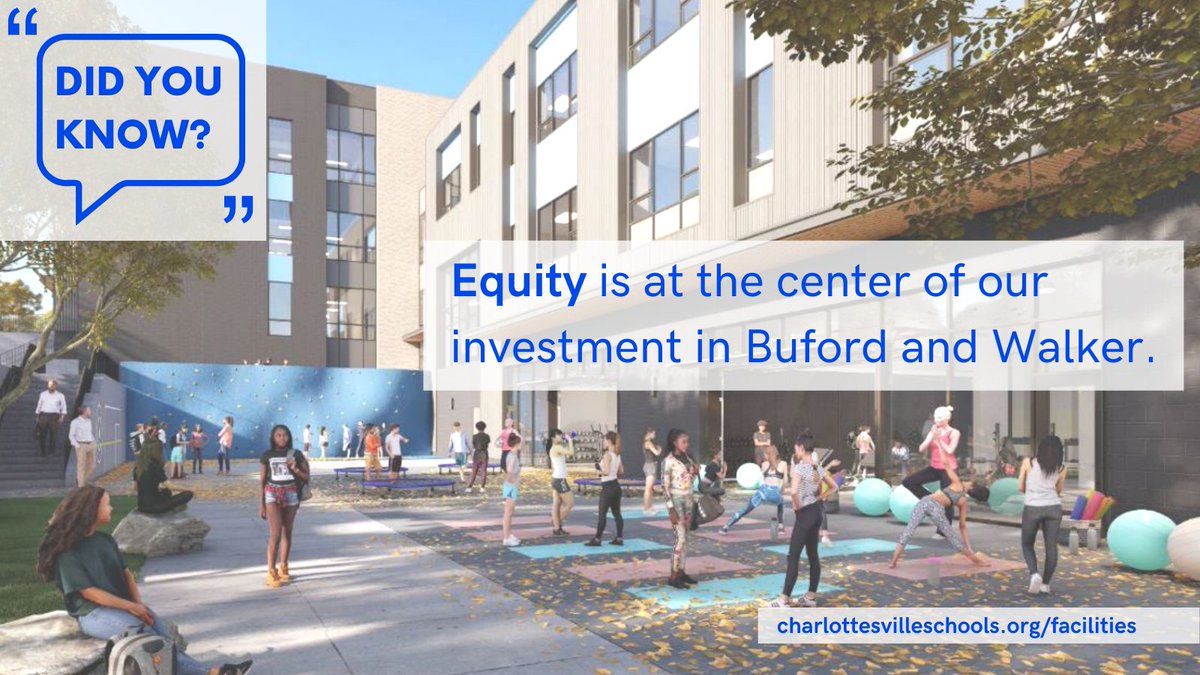 CvilleSchools's tweet photo. Did you know? Our middle school and pre-K have a higher percentage of students of color and economically disadvantaged students than our division as a whole, yet Walker and Buford are our facilities most in need of renovation. https://t.co/aZ0l9Q9Mp6 #ForwardThinkingFriday https://t.co/V0c1xOibCB