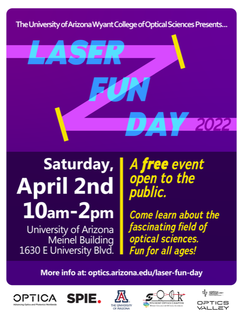IRHSCounseling's tweet photo. Fun FREE event for the family happening this Saturday at U of A! Great opportunity to gain an interest in sciences, and for high schoolers to visit their local college campus! Laser Fun Day! https://t.co/9aFmVXcGYK