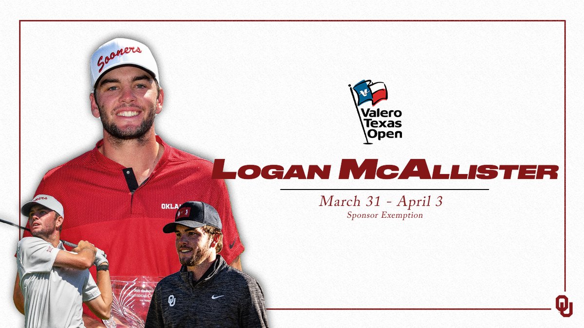 𝟒𝟎𝟓 ▶️ 𝟐𝟏𝟎

<a href="/lmcallister00/">Logan McAllister</a> is heading to San Antonio for the <a href="/valerotxopen/">Valero Texas Open</a> this week on a sponsor exemption!

#Sooners | <a href="/PGATOURU/">PGA TOUR University</a>