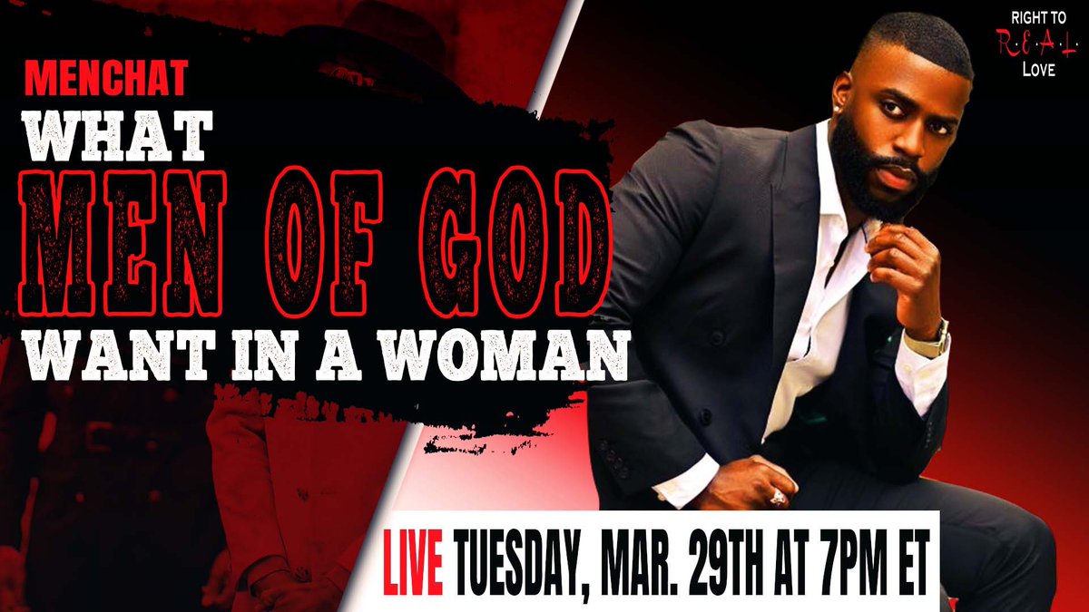 See below for details and join our live chat on what qualities men of God are really looking for in a woman—and the qualities they don’t look for👀🤭

See you TONIGHT at 7:00pm EST on YouTube: youtu.be/2-GlBIuc2jU