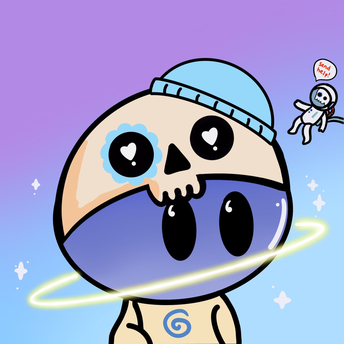 BeaniezNFT's tweet photo. We 💛 @SkeletGuys so are showcasing our latest beanie for them! 

This Beanie will be available as an official trait as part of the project. 

🪐 💀 

#nft #nfts #NFTCommunity #NFTdrop https://t.co/pnEILK1K6F
