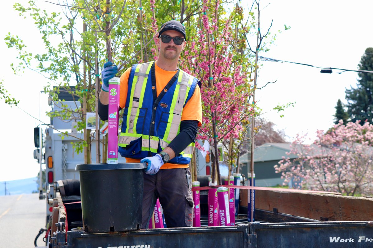 WestKelownaCity's tweet photo. Don’t leaf your tree purchase to the last minute. Westside residents, buy up to two trees at-cost through our Urban Re-Leaf program – only $65, plus taxes for a 10-gallon-pot tree, six to 12 feet tall.
Get your gardening gloves and shovels ready! https://t.co/yFUZqdxreK