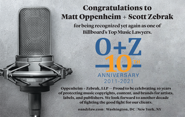 We’re hyped that once again Matt Oppenheim and Scott Zebrak have been recognized by Billboard magazine in their annual Top Music Lawyers list! It’s a testament to the superb talent and hard work of the entire team here at Oppenheim + Zebrak.
oandzlaw.com/news/news-03-2…