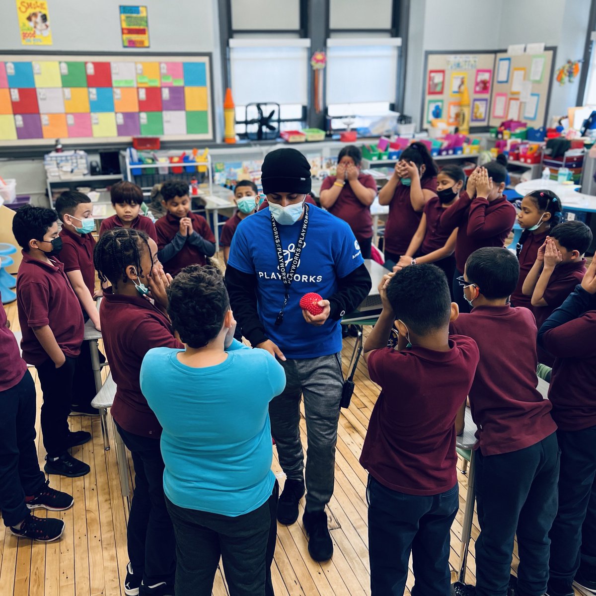 How do children develop soft skills and build classroom community?

Class Game Time! That’s how!

With the support of <a href="/PlayworksPA/">Playworks PA</a> Coach Josh, all students enjoy CGTs at least twice per month. 

Today’s game? Inspector Bullfrog <a href="/sdpFACE/">Family Engagement–School District of Philadelphia</a> <a href="/PHLschools/">Philadelphia Schools</a> <a href="/PADeptofEd/">PA Department of Education</a>