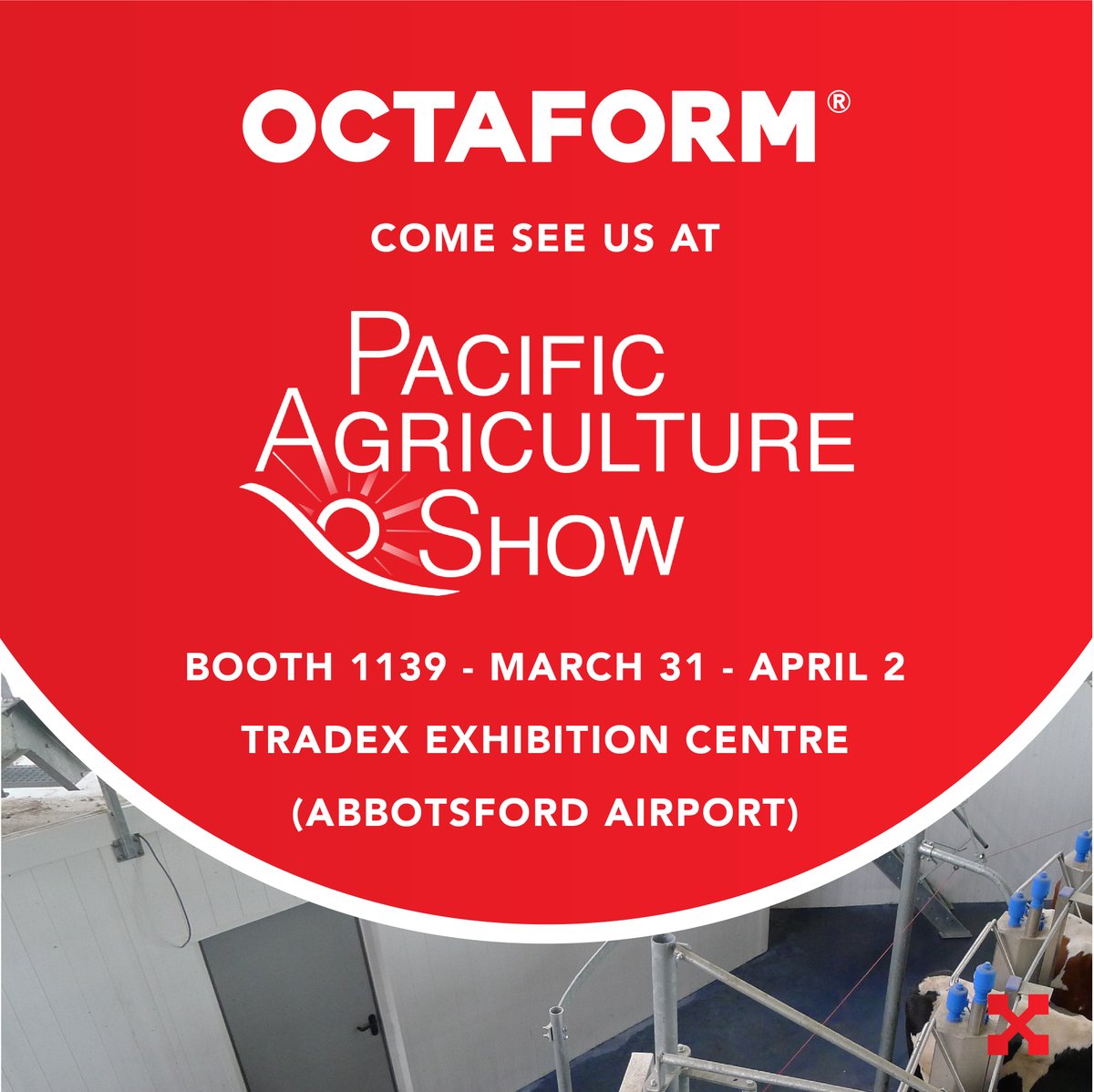 Octaform's tweet image. We are excited to be exhibiting at the @pacagshow with AgPro West Supply this Thursday.

Stop by booth 1139 to meet the team and learn more about our PVC wall solutions for barns, containment tanks, dairy parlors, and rotaries.

#agriculture #buildittolast #PAS2022