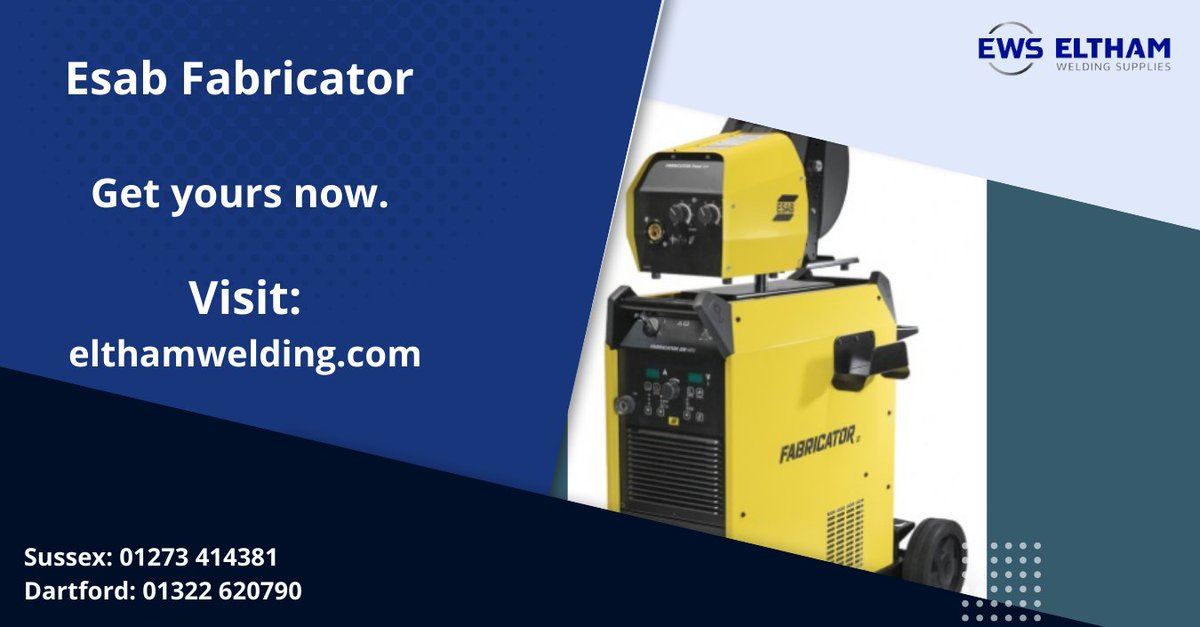 NEW!!🎉

The Esab Fabricator is a heavy-duty inverter-controlled power source for MIG/MAG and MMA (Stick) welding🔩

Click here to get yours now: bit.ly/3C6NAhk  

#weldingequipment #welding #ElthamWelding