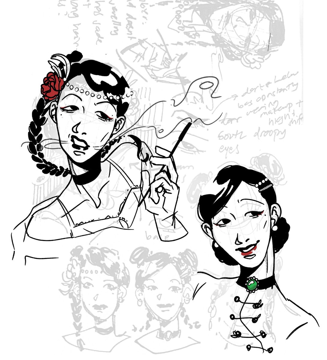 ALSO some mindless doodles of my beloveds from @thechloegong's tvd/ove duology 💔💭🌹 