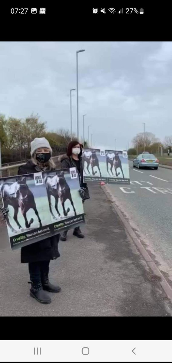 StokeAnimal's tweet photo. Last year we held a protest against the #GrandNational on the A53 (Etruria Rd) near Bet365's HQ. We'll be doing it again on Saturday 2nd April ✊️✊🏼✊🏾
Instead of funding #AnimalCruelty &amp; #AnimalAbuse, why not donate to a sanctuary instead? 🐎💚
#YouBetTheyDie #VeganHour https://t.co/EOfRIIhh1v