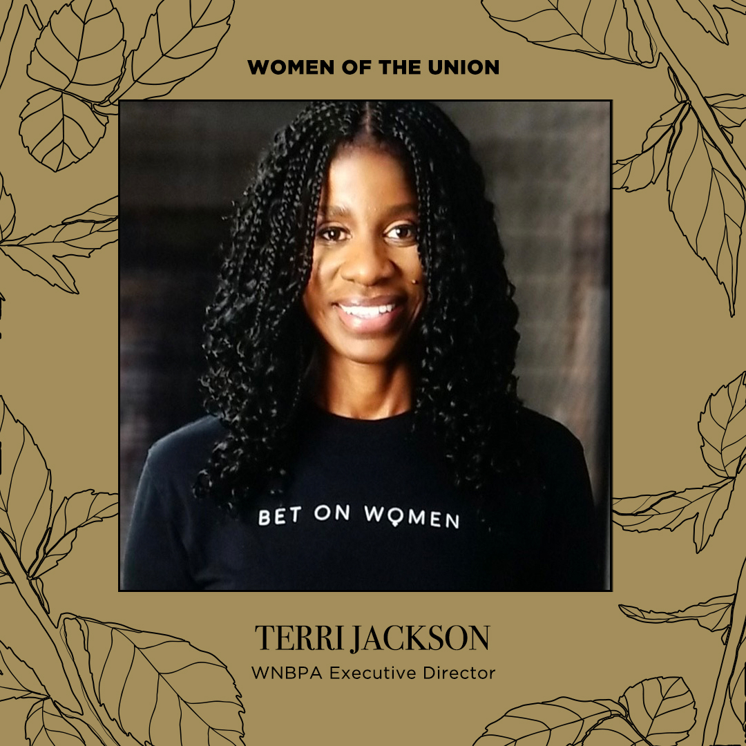 TheNBPA's tweet photo. Women of the Union: Terri Jackson

As the Executive Director of the WNBPA, Terri leads the day-to-day operations of the WNBPA and works on behalf of WNBA players, ensuring their rights as players are protected and helping them achieve their full potential. #WomensHistoryMonth. https://t.co/QUSngThUpL