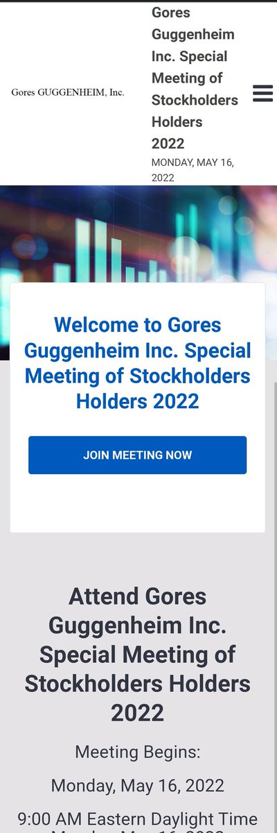 (3/6) The link to the stockholders meeting is: meetnow.global/MYGAWFM
It leads to the online meeting which shows the following date: Monday, May 16, 2022 (see picture below)