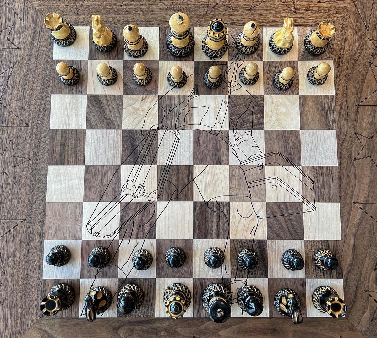 ToyotaCenter's tweet photo. We hear @tylerthecreator plays chess before every show. 

It was only right for us to create a custom chess set for him for his SOLD OUT show at Toyota Center! ♟ https://t.co/ajopxv2vPe