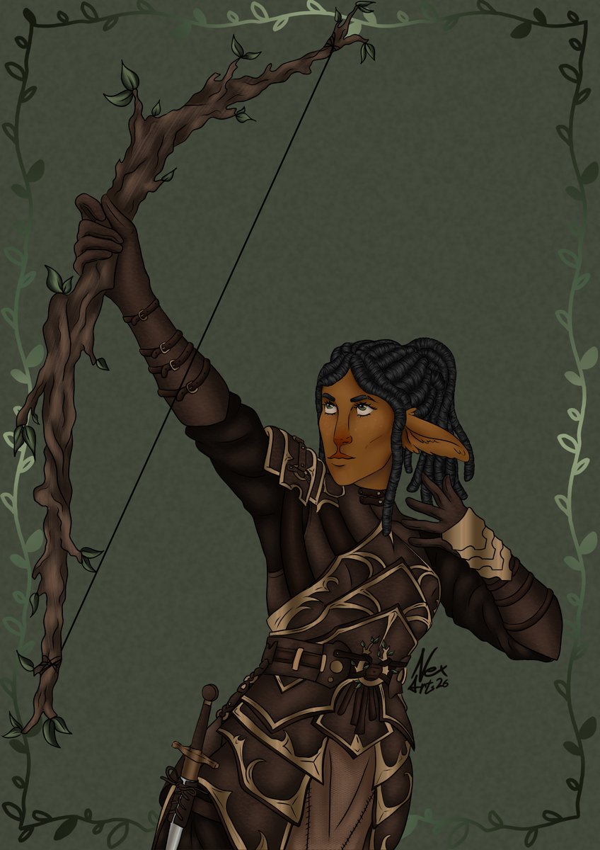 VArts26's tweet photo. Here's my first DnD character, She's a Firbolg ranger and her name is Xilvaris, last session we leveled up so I'm multiclassing a Rogue. I hope you like her

Reference from @AdorkaStock 

#clipstudiopaint #dungeonsanddragons #dndcharacter #firbolg #dndart https://t.co/WgEwmYxMMv