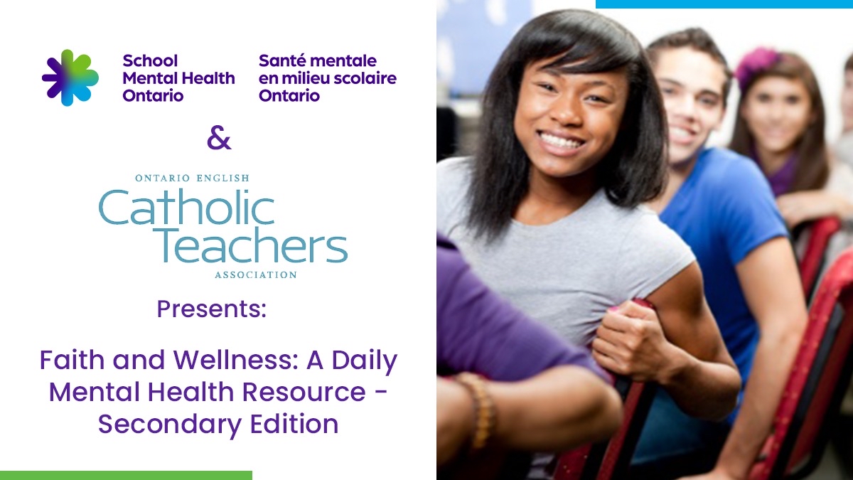 Secondary students can care for their mental health using small daily practices. The Faith and Wellness Daily Mental Health Resource by @SMHO_SMSO and @oecta features 50+ practices created to help secondary educators promote daily wellness amongst students.smho-smso.ca/fwsecondary/