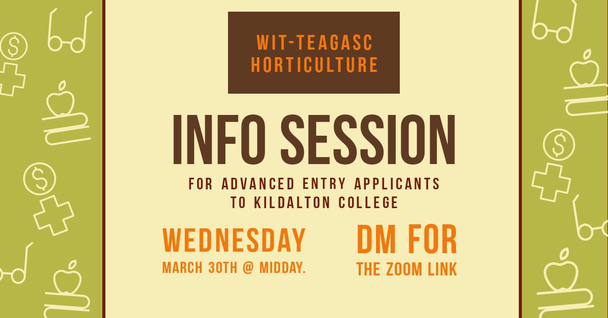 If you are studying (or have finished) a L6 Advanced Certificate in Horticulture, we're holding an online session tomorrow (Wednesday) at 12 with prospective students wishing to join WIT & @kc_horticulture in September. DM for the zoom link