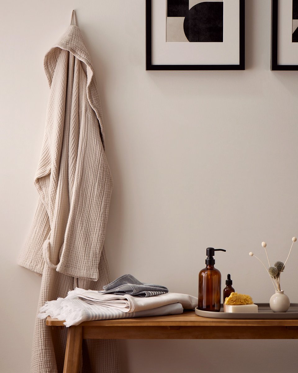 Explore the entire Silk &amp; Snow Bath Collection at silkandsnow.com to find your new favorite cozy products including the NEW Muslin Bathrobes and Turkish Towels.