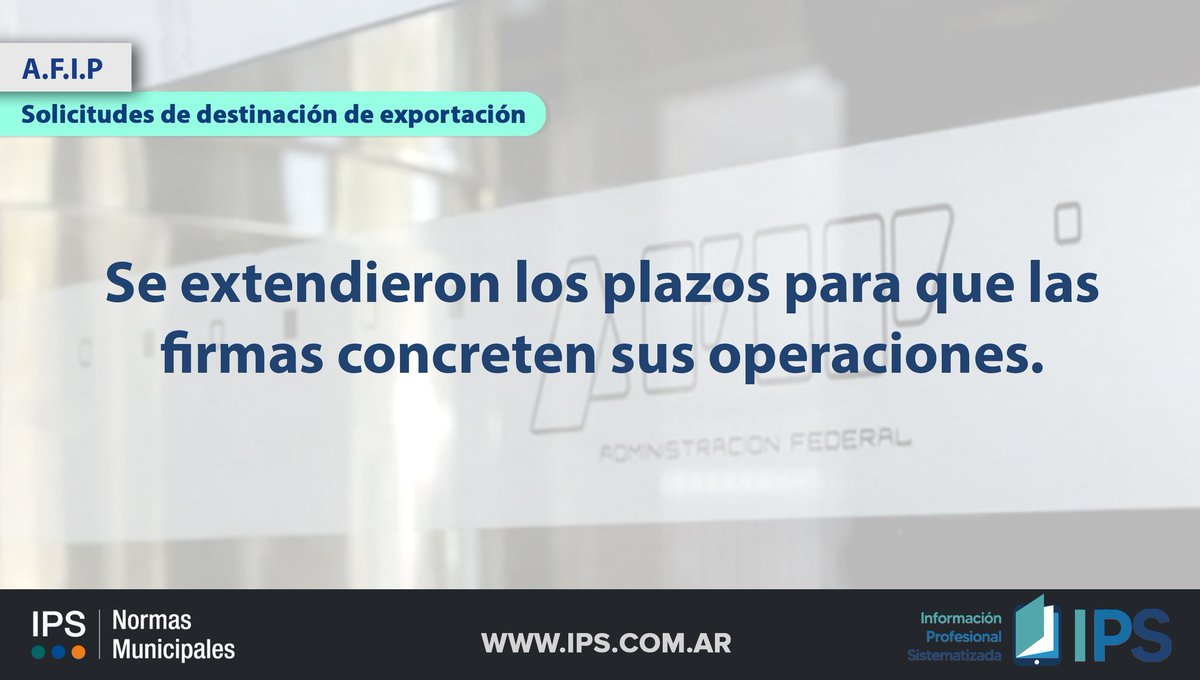 IPS_AR's tweet photo. #AFIP
🚢Solicitudes de destinación de exportación  https://t.co/XmKShIpwVW
#Economia #exportaciones #impuestos https://t.co/vHiyh2topz