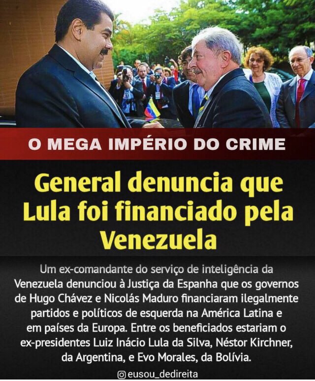 BastosJusmari's tweet photo. Daqui a pouco o Chefe da Bandidagem vai acionar a corte pra salvar , aguarde 
Disto nunca duvidamos e sabemos que o PT E MAIOR ORGANIZAÇÃO DE NARCOS DO PAÍS 
#PTextinto
#PTOrganizaçaoCriminosa https://t.co/GIIdrB0j7W