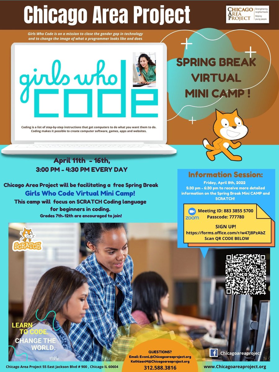 Chicagoareaproj's tweet photo. Sign up for #GirlsWhoCode #minicamp #STEMeducation #STEM #girls #clubs #Virtual #coding https://t.co/gC6lKiH89W