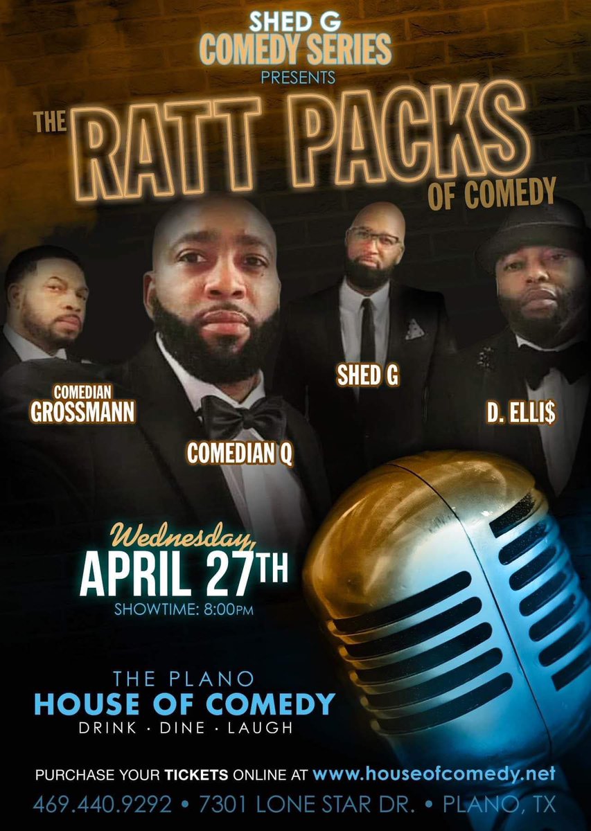 qgotjokes's tweet photo. Ratt Packs Of Comedy Wednesday April 27th @planohouseofcomedy #DetailsSoon https://t.co/nxqrg3aeCB