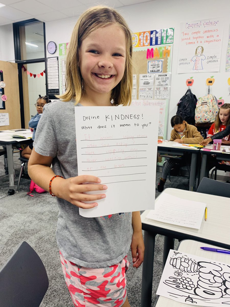 LearnWithMrsO's tweet photo. What does kindness mean to you? It means helping others when sad, asking if they’re struggling, and never boasting in front of the losers. -#WWEmpowers 3rd Grader in #MelissaSchools #CardinalKindness https://t.co/N8WUX5Rvje
