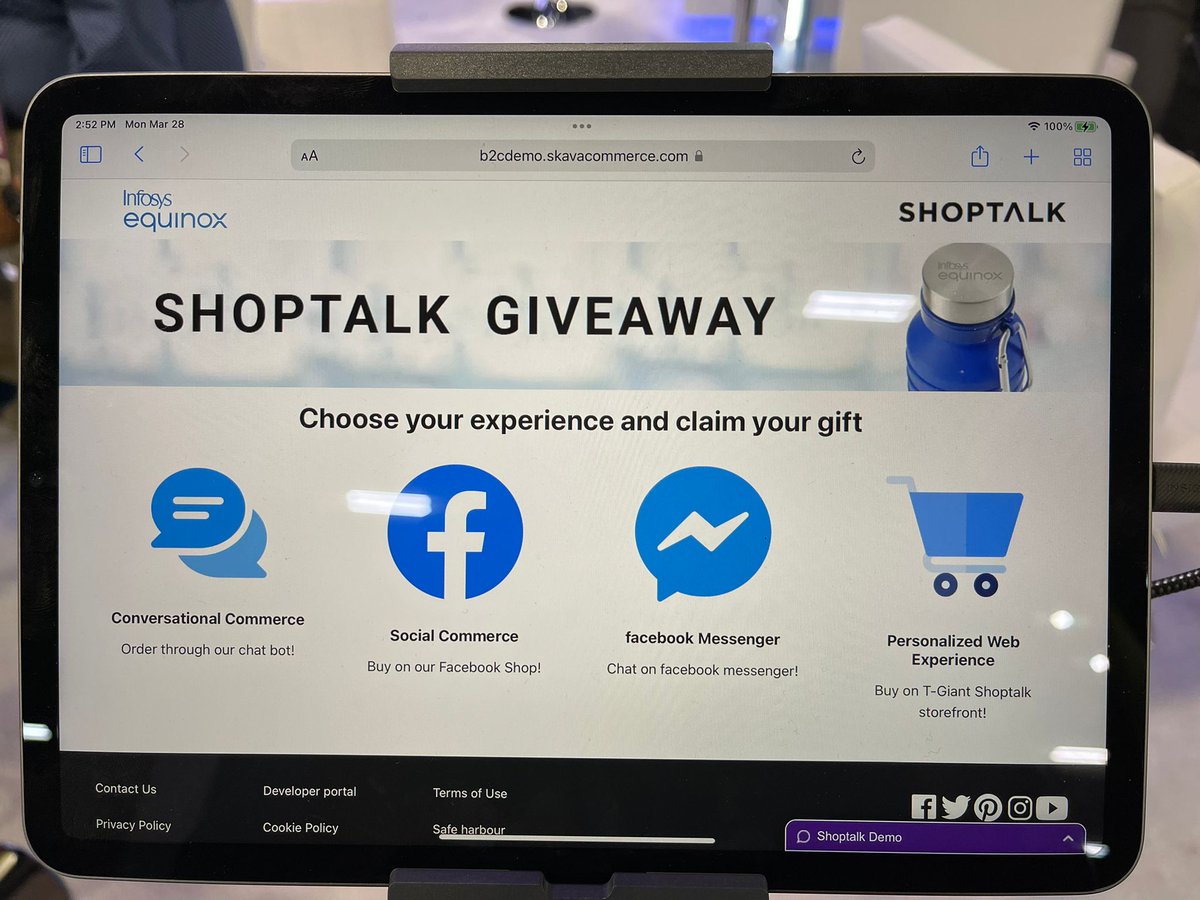 infosysequinox's tweet photo. Here's your chance to experience the headless commerce capabilities of Infosys Equinox in real-time. Come visit our booth #7070 to self checkout your free giveaway. #Shoptalk2022 #HumanCentricCommerce https://t.co/e8GcLNgEpS