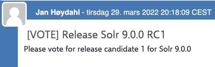 cominvent's tweet photo. The wait is soon over… Community VOTE for releasing #Apache #Solr 9.0.0 RC1, is now running. Go test it out! #search #opensource #lucene @ApacheSolr https://t.co/j9hILrNW5J