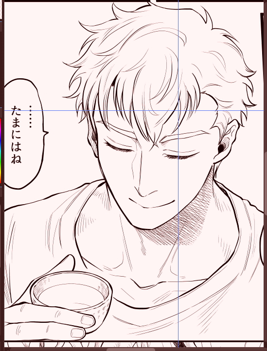 ペン入れ進捗3/5ぐらい。
おやすみなさい～ 