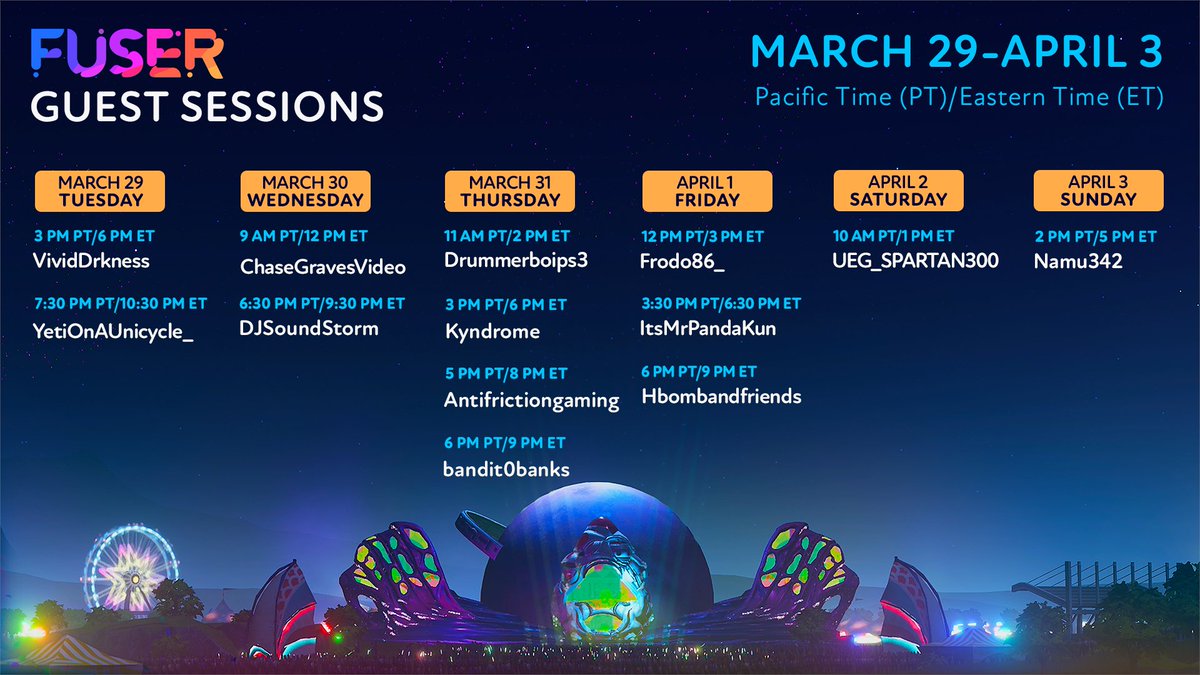 FUSER (@fusergame) on Twitter photo Enjoy your Tuesday tunes courtesy of <a href="/VividDrkness/">Vivid Drkness</a> and <a href="/YetiOnAUnicycle/">YetiOnAUnicycle_ | ADVANCEDgg</a>!! Watch them do their thing live starting at 3pm ET on Twitch.tv/FUSERgame!! #PlayFUSER Enjoy your Tuesday tunes courtesy of <a href="/VividDrkness/">Vivid Drkness</a> and <a href="/YetiOnAUnicycle/">YetiOnAUnicycle_ | ADVANCEDgg</a>!! Watch them do their thing live starting at 3pm ET on Twitch.tv/FUSERgame!! #PlayFUSER