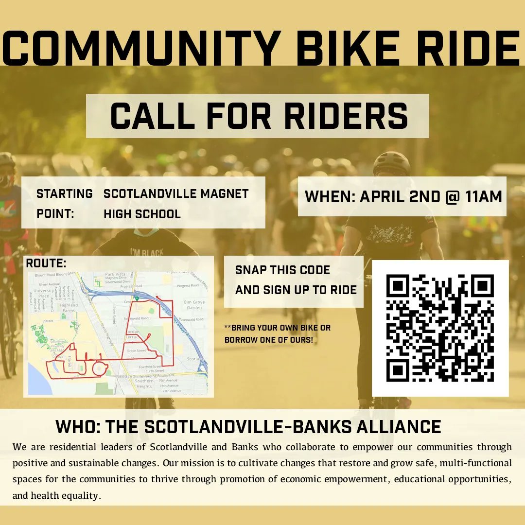 BikeBatonRouge's tweet image. Get your ride on in North Baton Rouge this weekend. Check out this ride being lead by the Scotlandville-Banks Alliance. #yeahbike