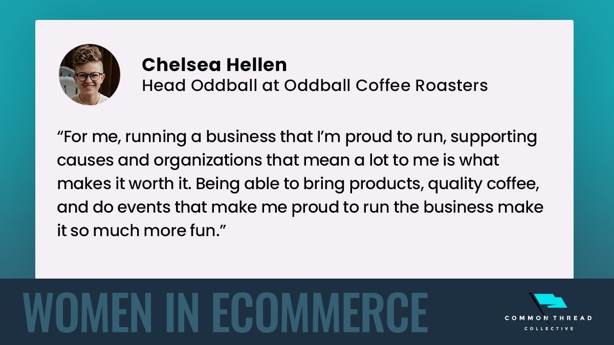 CommnThreadCo's tweet image. We’re putting the spotlight on ecommerce entrepreneur @Oddball_Chellen. She’s not just a CTC Sales Specialist … she also founded Oddball Coffee Roasters!

Learn more about Chelsea and her brand at oddballcoffee.com