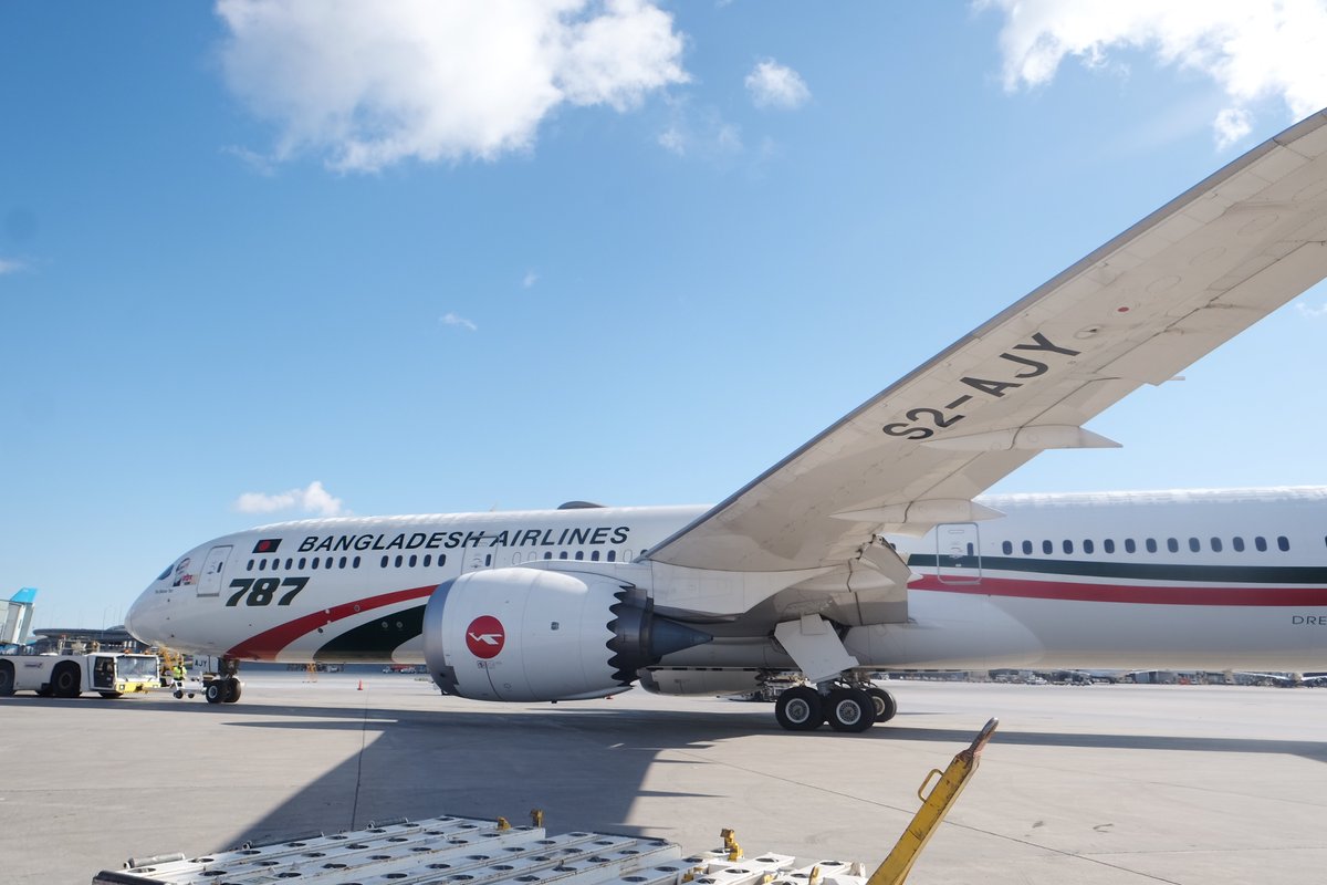 TorontoPearson's tweet photo. Welcome to YYZ! We’re thrilled to announce the latest airline, Biman Bangladesh Airlines, to operate out of Pearson. The Boeing 787 left Dhaka for Toronto on Mar. 26 marking Bangladesh Independence Day &amp; makes its 1st departure this morning. Visit https://t.co/9Hzk53vrag for more https://t.co/INyWDTGTTY