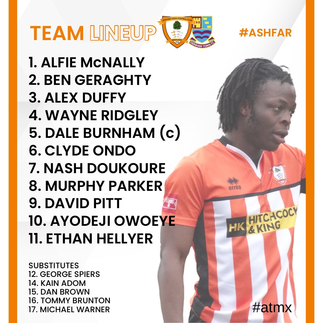 ashfordtownmx's tweet photo. Tonightโs lineup vs @FarnhamTownFC in the Southern Combination Cup ๐
#ASHFAR #atmx https://t.co/OZ7mSfllAC