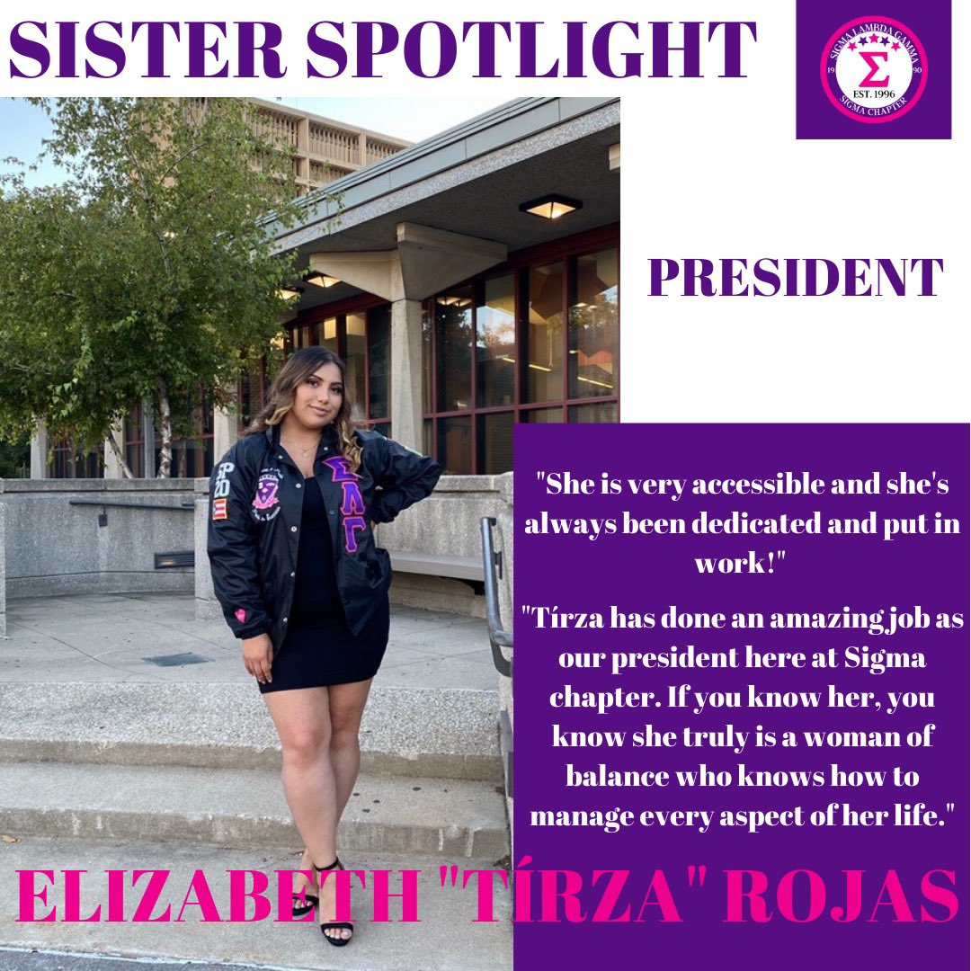 chicagogammas's tweet photo. Sigma chapter would like to highlight our chapter President Tírza this month, for all of her hard work as an active sister🥳Thank you for everything you do for our chapter!💜
•
•
•
#sigmachapter #sigmalambdagamma #SSSC #sisterspotlight #thankyou https://t.co/Vyi3uAS6ug