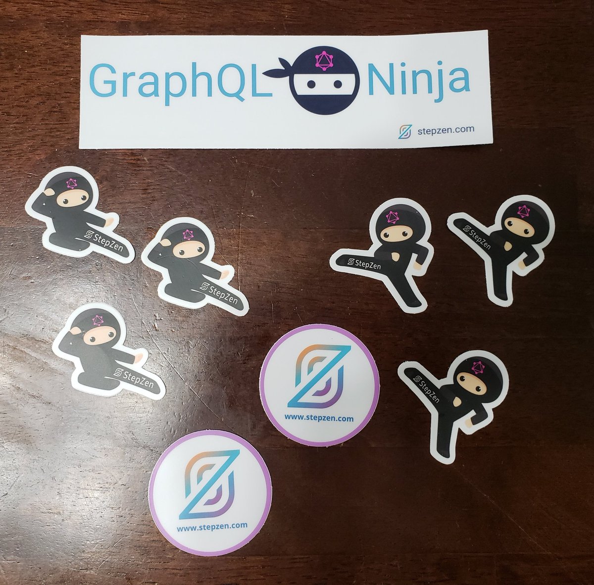 rebeccakeyphd's tweet photo. I checked the mail after my 3 mi. run and found a surprise plethora of stickers from @stepzen_dev! Thank you so much for sending these! #stepzen #GraphQL #Stickers #techstickers #tech #WomenWhoCode #womenintech #WomenInSTEM #runner #running #runners https://t.co/2JUJPkrmjI