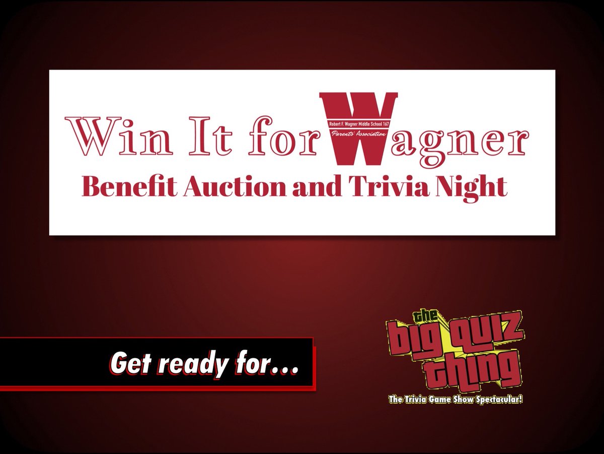 BigQuizThing's tweet photo. Thursday, it's a two-quizmaster, auction/trivia #VirtualGala as QMs @edpnyc and @choosejencon help you #WinItForWagner, to support @MS167Manhattan #NYC #Fundraisers #LiveTrivia https://t.co/Wz8OqJTPvU https://t.co/TrB0oGC607
