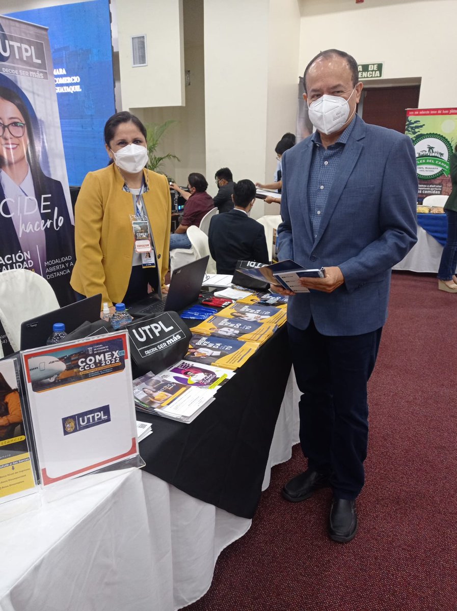 utpl's tweet photo. 🔵 La academia presente en la Casa Abierta de Comercio Exterior 2022 #ComexCCG de @lacamaragye.
Una oportunidad de relacionamiento empresarial acorde al objetivo de @utpl de fortalecer el vínculo empresa🤝universidad, para el desarrollo económico. 🇪🇨🔝 https://t.co/koQNmmFAWG