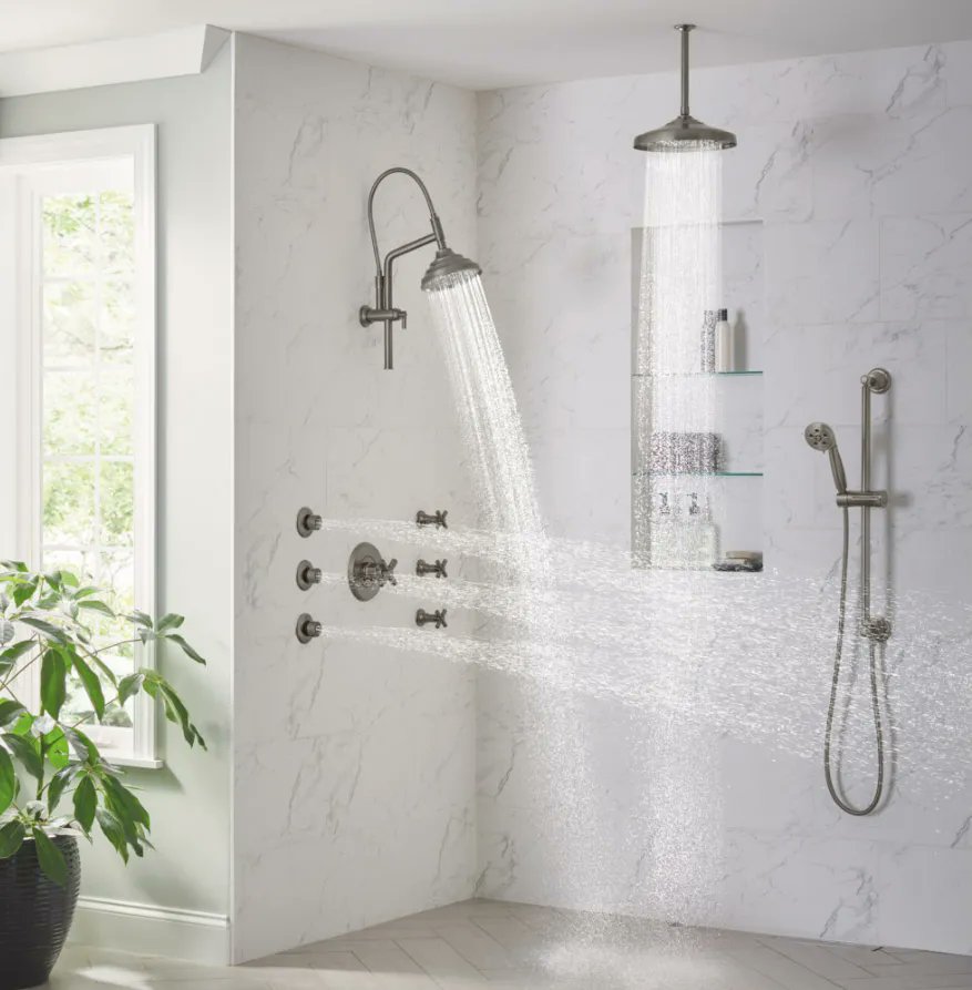 showroomatrube's tweet photo. #Brizo Kitchen &amp; Bath Co. introduces the Essential Shower Series- tons of options and 3 styles Classic, Linear Round and Linear Square #bathfaucets #bathroomremodel #bathroomshowroom https://t.co/WrstLVTRLZ