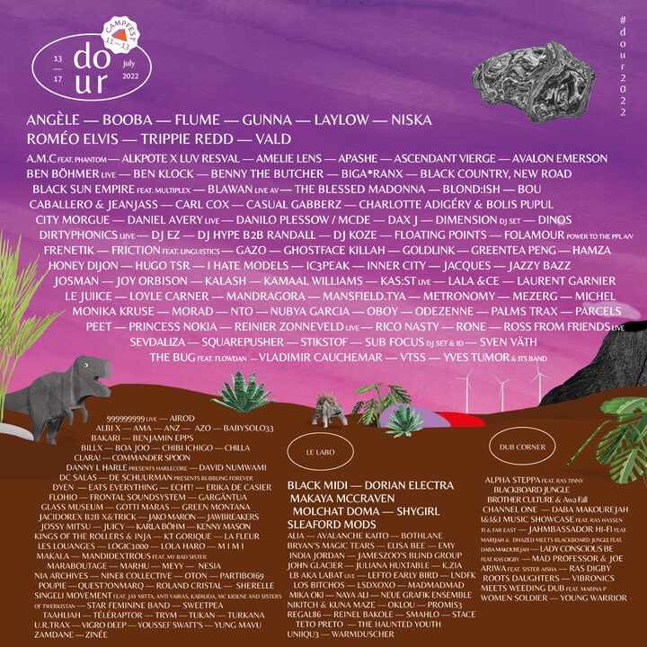 La superbe line up du festival de Dour 2022.