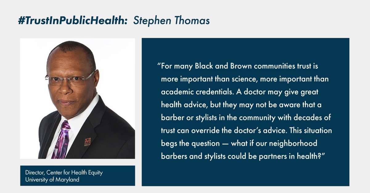 Stephen Thomas from @umdhealthequity explains the basis for the 'Shots at the Shop' program, a national initiative  partnering with barbers and stylists to help keep communities of color safe against COVID-19.

Watch: ow.ly/fgms50IvoA7 #TrustInPublicHealth #publichealth