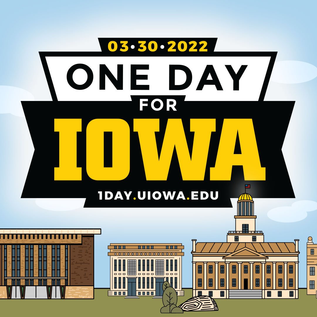 uiowaalumni's tweet photo. It’s One Day for Iowa, @uiowa's 24-hour online giving day! Level-up your support through matches, unlocks, and other opportunities that can lift your gift by double or more. 🖤🪙💛 Give now: https://t.co/yHHXXfCAlk #1DayForIowa https://t.co/qgmJE2iGUO