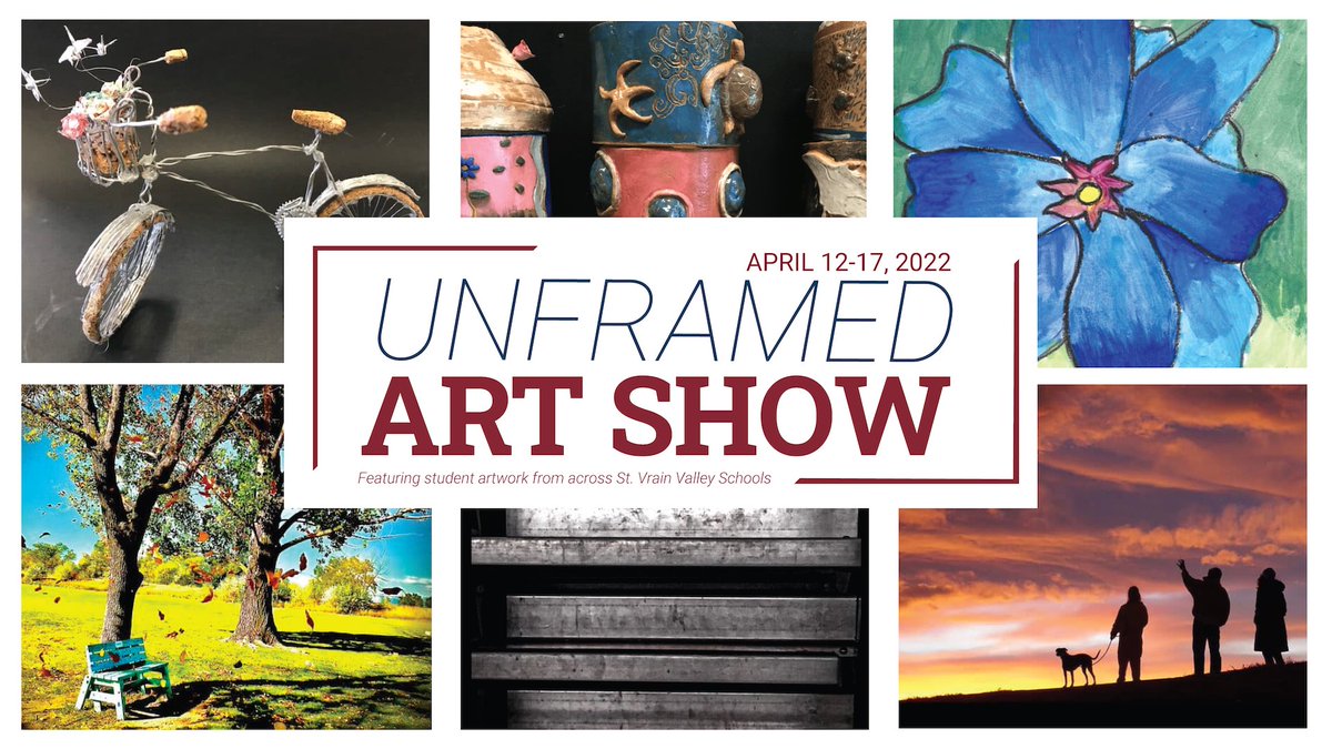 Art_nicholson's tweet photo. St. Vrain’s Unframed Student Art Show will be held at the Boulder County Fairgrounds from April 12-17. The event is open from 10:00am to 8:00pm. There will be an artists' night open house on April 14 from 5:00 to 6:30 p.m. We look forward to celebrating our Westview artists! https://t.co/yyPJ0IsfH7