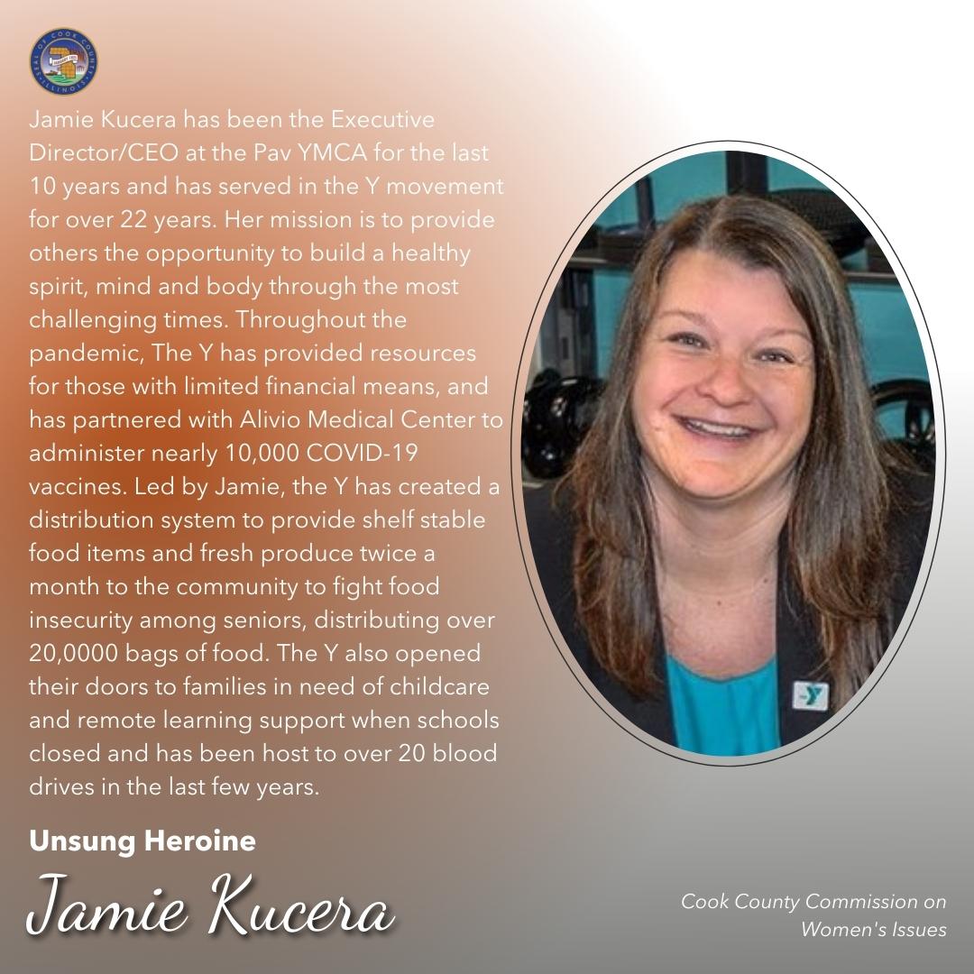 cookcountygov's tweet photo. Congratulations Jamie Kucera, the Cook County Commission on Women's Issues Unsung Heroine in the 16th District, represented by @CommissionerFr2 Frank Aguilar. #CCUnsungHeroine https://t.co/5l9QDqU66k