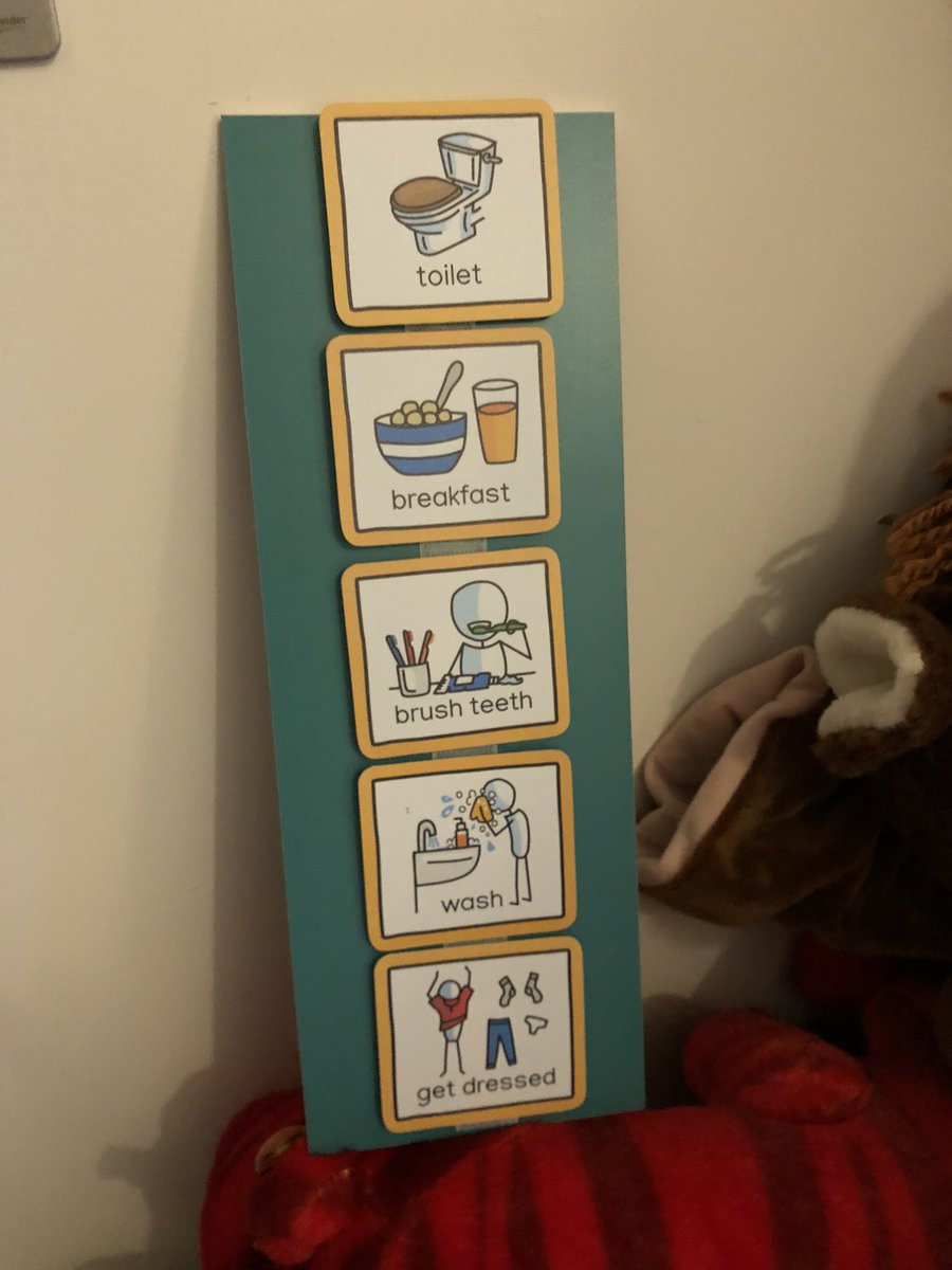 sprayingtherays's tweet photo. After years of stressful weekday mornings with our 8 year old needing constant prompts on the steps needed to get ready for school, we tried @createvisual’s visual timetable this morning. Fingers crossed it continues to help! #neurodiverse #visualtimetable https://t.co/PRzt3rMgT5