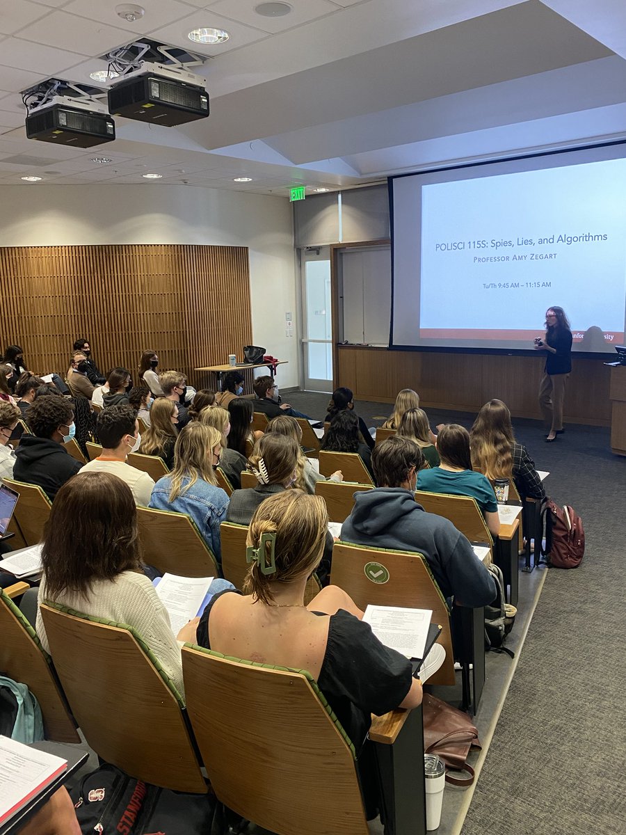 First day of my new Spies, Lies, and Algorithms class ⁦<a href="/Stanford/">Stanford University</a>⁩. So excited to be in person.