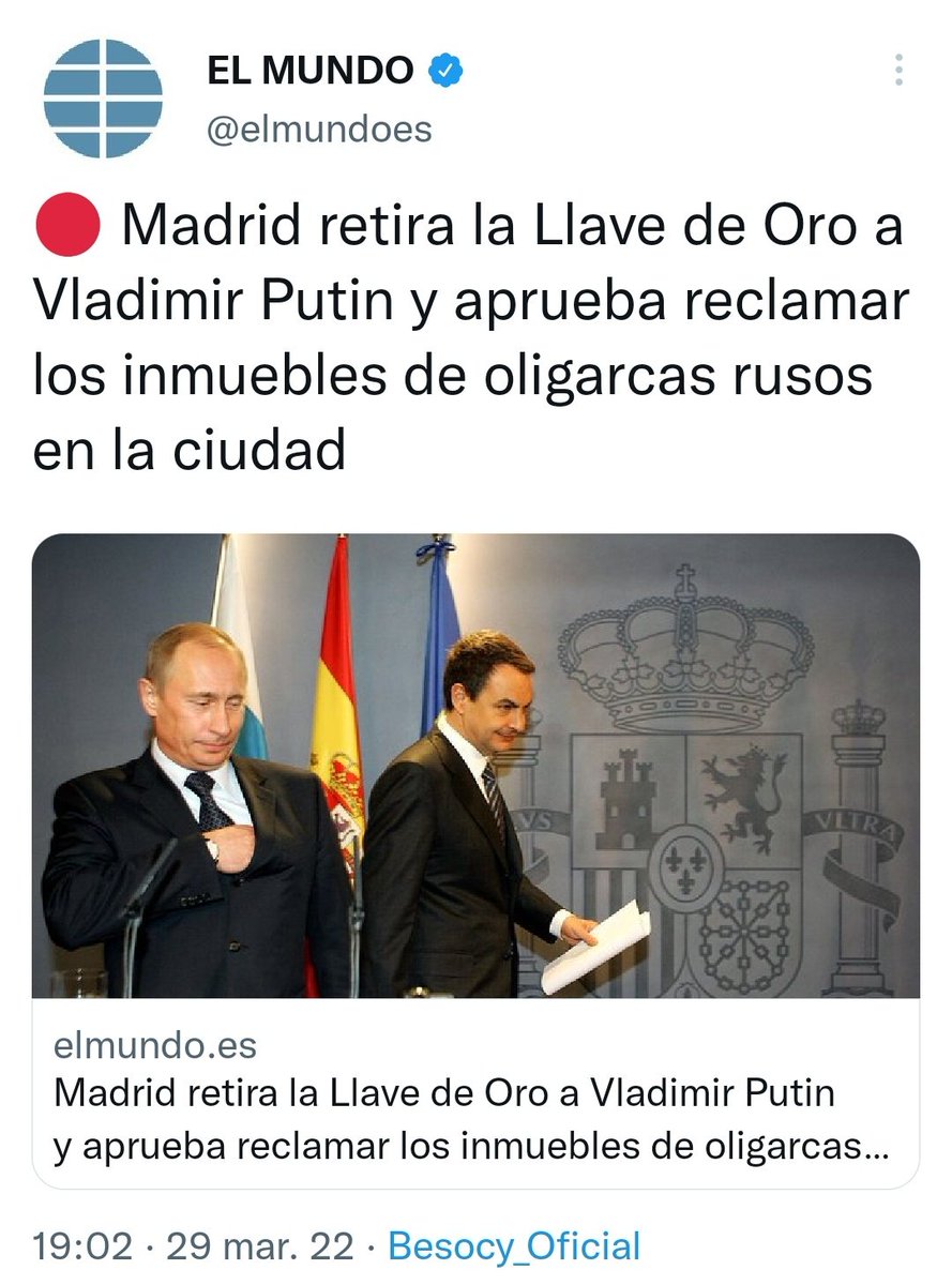 Hola, <a href="/elmundoes/">EL MUNDO</a>, si fue Gallardón quien le otorgó a Putin la llave de la ciudad de Madrid, ¿por qué ilustráis la noticia con una foto de Putin y Zapatero?