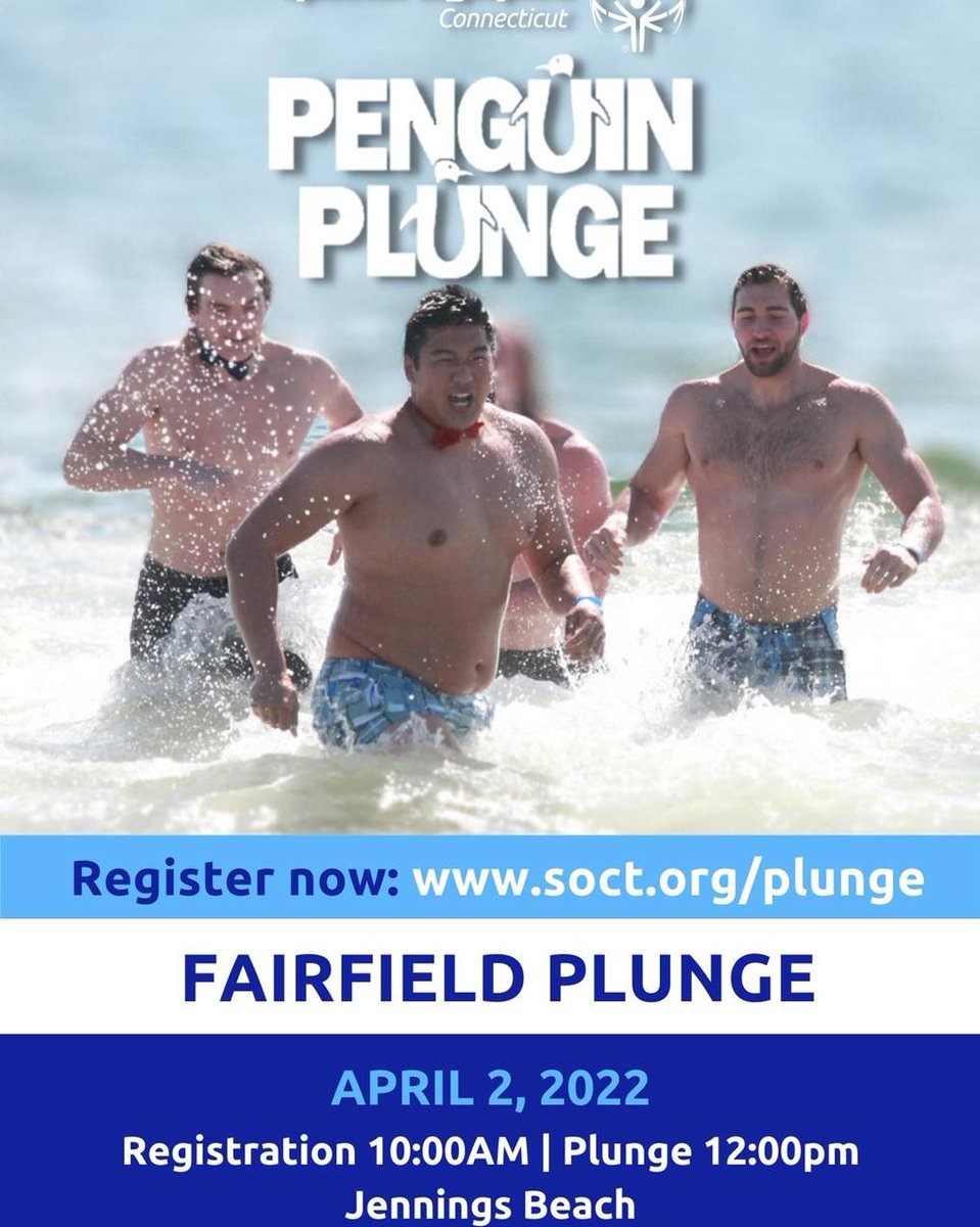 Come on down to Jennings Beach this Saturday and jump in the warm water with us. <a href="/FairfieldU/">Fairfield University 🦌</a>  DPS and <a href="/FPDCT/">Fairfield Police, CT</a>  are hosting our second Penguin Plunge to benefit <a href="/SOCTconnecticut/">Special Olympics CT</a>