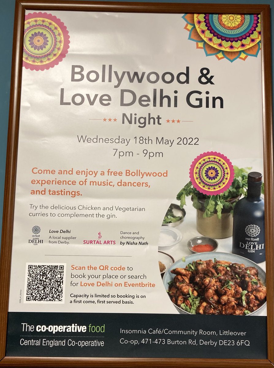 Date for your diary.  A free Bollywood &amp; Delhi Gin Night at Littlover Café on 18 May. 7-9pm. Book your places.  ⁦<a href="/mycoopfood/">Central Co-op Food</a>⁩
